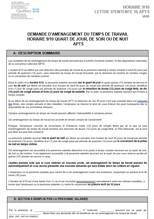 Demande Horaire 9-10 quart de jour, de soir ou de nuit Demande Horaire 9-10 quart de jour, de soir ou de nuit