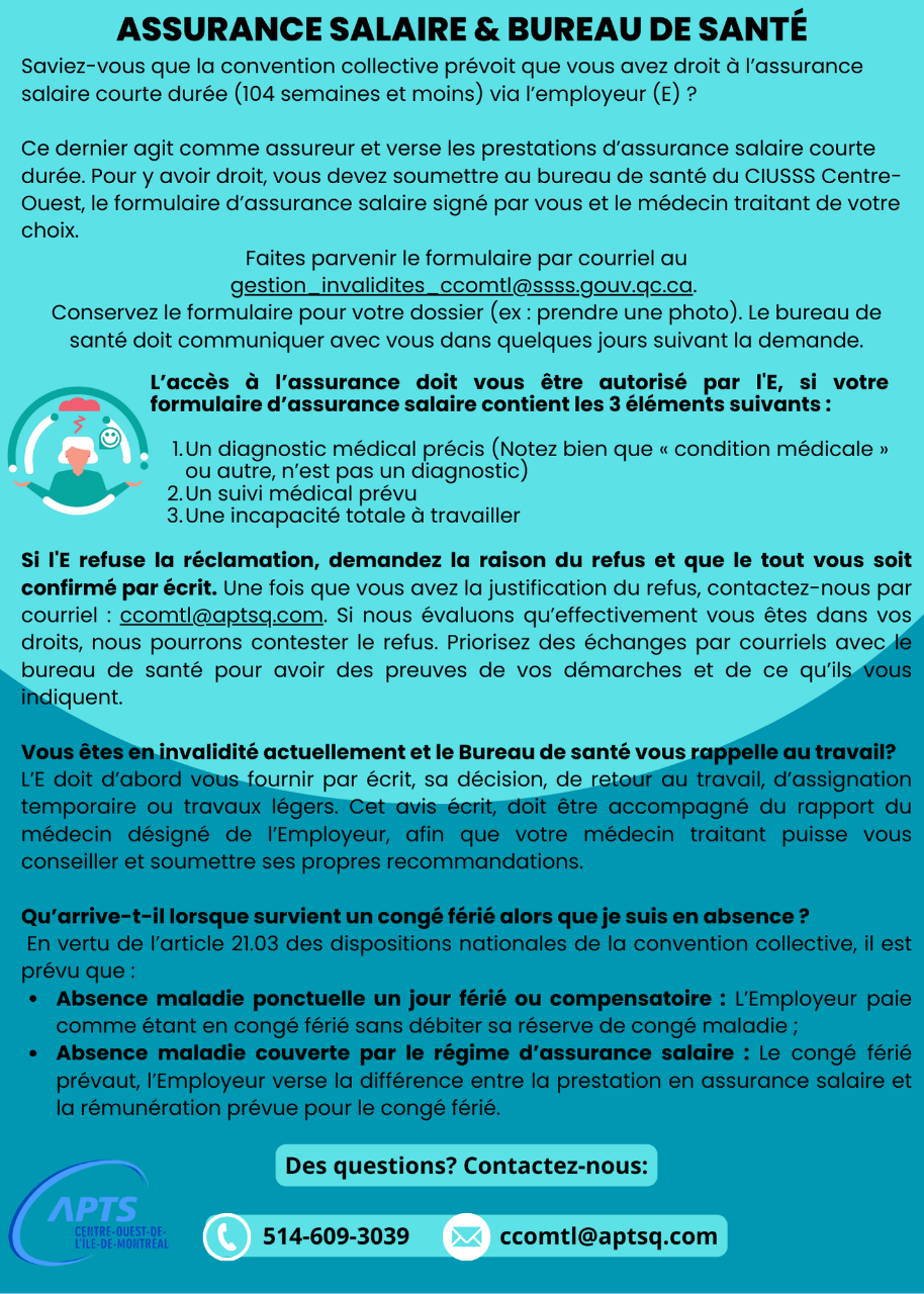 En un coup d'oeil: Assurance-salaire et bureau de santé (bilingue) En un coup d'oeil: Assurance-salaire et bureau de santé (bilingue)