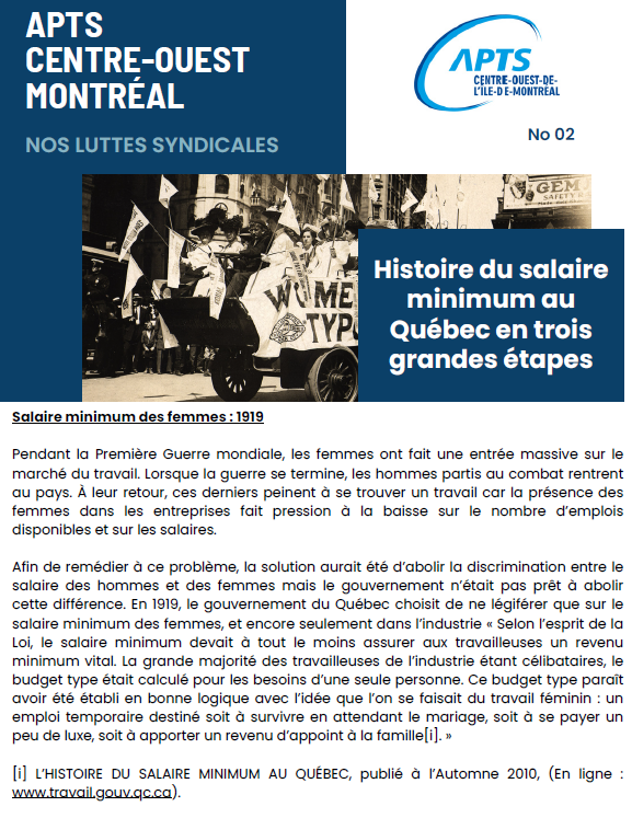 Nos luttes syndicales 2: Le salaire minimum Nos luttes syndicales 2: Le salaire minimum