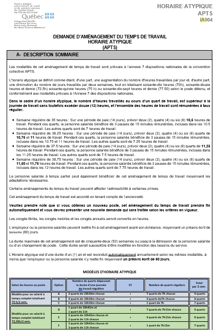Demande Horaire Atypique Demande Horaire Atypique