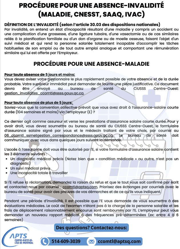 Procédure en cas d'invalidité Procédure en cas d'invalidité