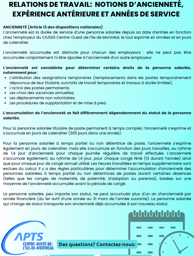 En un coup d'oeil: Ancienneté, années de service et expérience antérieure En un coup d'oeil: Ancienneté, années de service et expérience antérieure