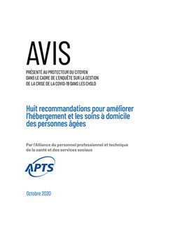 Avis CHSLD | 8 recommandations pour améliorer l'hébergement et les soins à domicile - octobre 2020 Avis CHSLD | 8 recommandations pour améliorer l'hébergement et les soins à domicile - octobre 2020