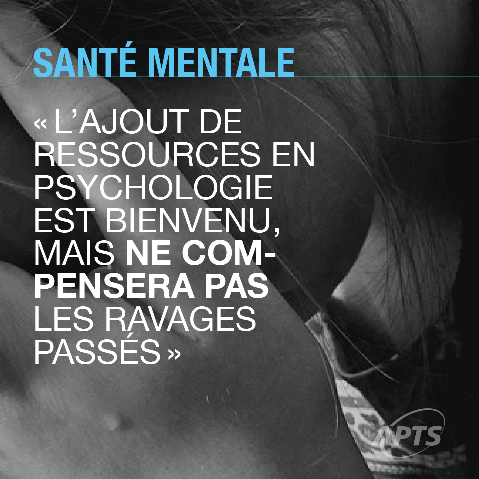 L’APTS accueille favorablement les investissements en santé mentale jeunesse - APTS L’APTS accueille favorablement les investissements en santé mentale jeunesse - APTS