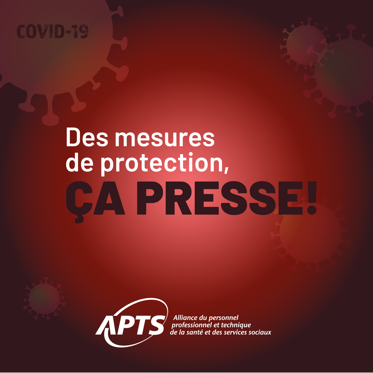COVID-19 | L’APTS demande à la ministre McCann de garantir l’accès à des équipements de protection pour ses membres envoyé·e·s dans les CHSLD - APTS COVID-19 | L’APTS demande à la ministre McCann de garantir l’accès à des équipements de protection pour ses membres envoyé·e·s dans les CHSLD - APTS