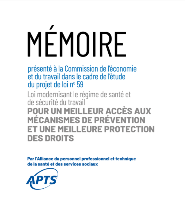 Mémoire PL 59 sur la modernisation du régime de santé et de sécurité du travail - 2021 Mémoire PL 59 sur la modernisation du régime de santé et de sécurité du travail - 2021