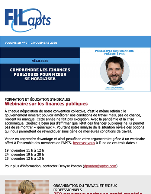 FIL@pts | vol. 10 no 9 Des propositions syndicales et gouvernementales FIL@pts | vol. 10 no 9 Des propositions syndicales et gouvernementales
