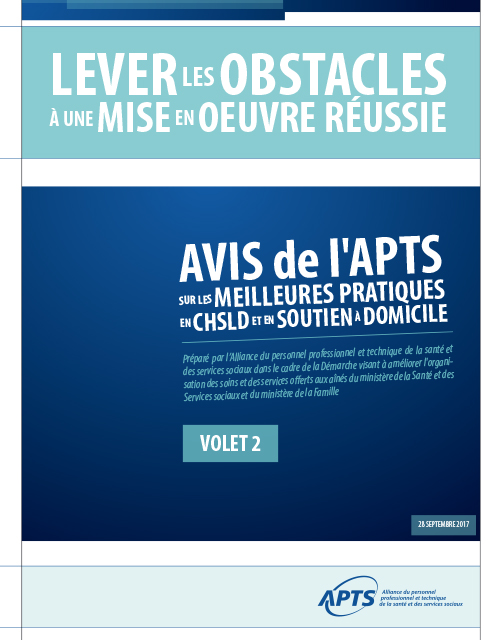 Avis sur les meilleures pratiques en CHSLD | document synthèse, volet 2 - septembre 2017 Avis sur les meilleures pratiques en CHSLD | document synthèse, volet 2 - septembre 2017