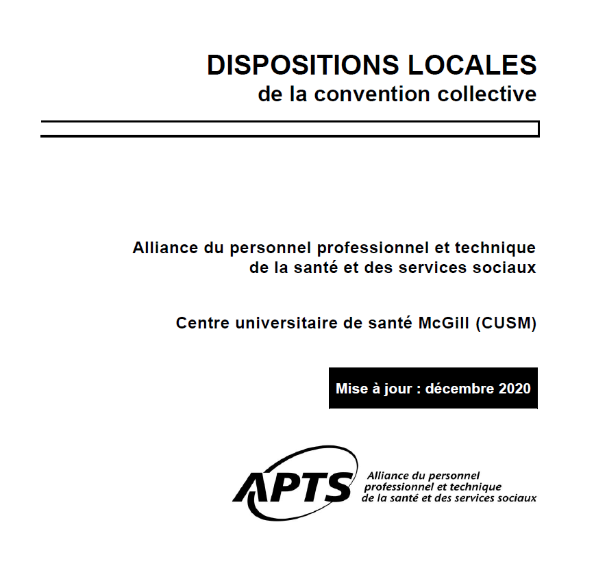Dispositions locales du CUSM Dispositions locales du CUSM