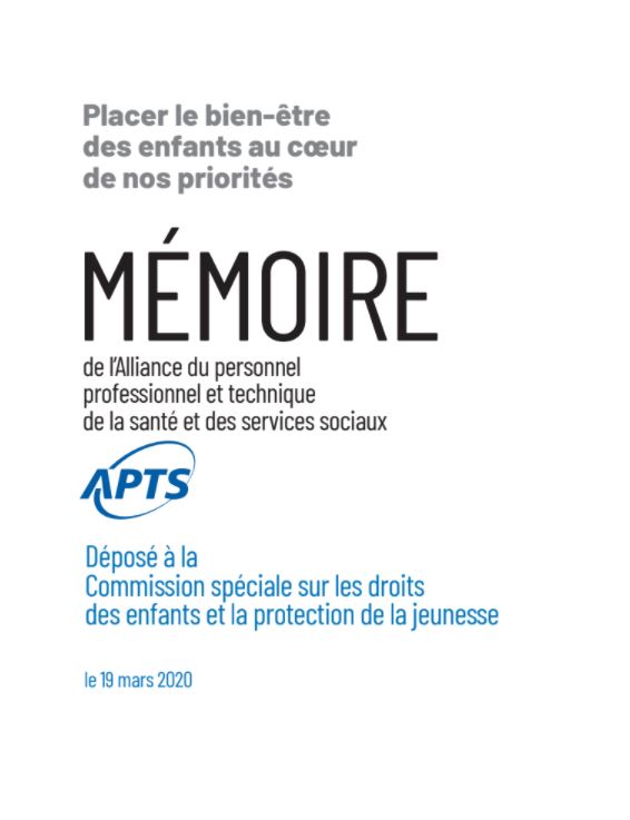 Mémoire déposé à la CDEPDJ | Placer le bien-être des enfants au cœur de nos priorités - mars 2020 Mémoire déposé à la CDEPDJ | Placer le bien-être des enfants au cœur de nos priorités - mars 2020