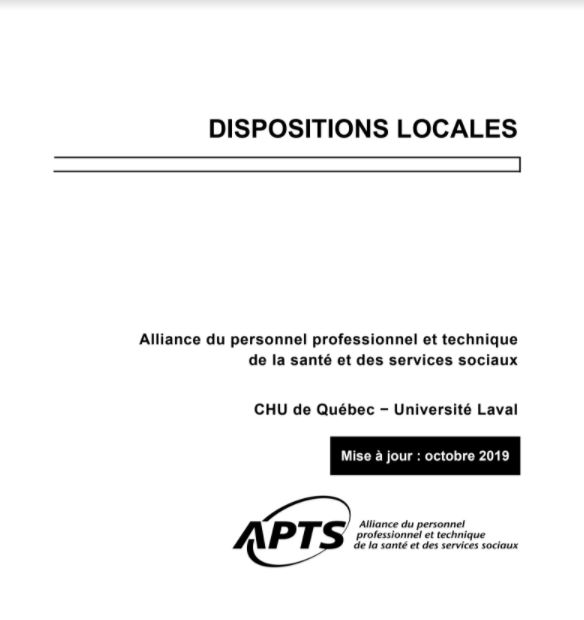 Dispositions locales du CHU de Québec UL Dispositions locales du CHU de Québec UL