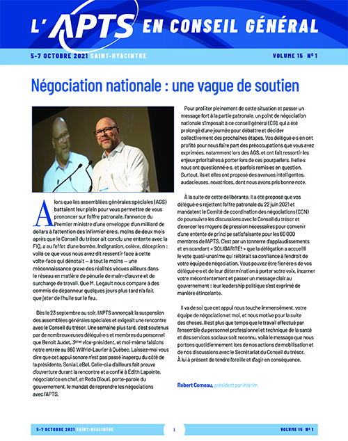 L'APTS en conseil général Octobre 2021 L'APTS en conseil général Octobre 2021