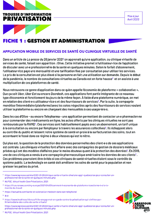 Gestion et administration - avril 2022 - Trousse privatisation Gestion et administration - avril 2022 - Trousse privatisation