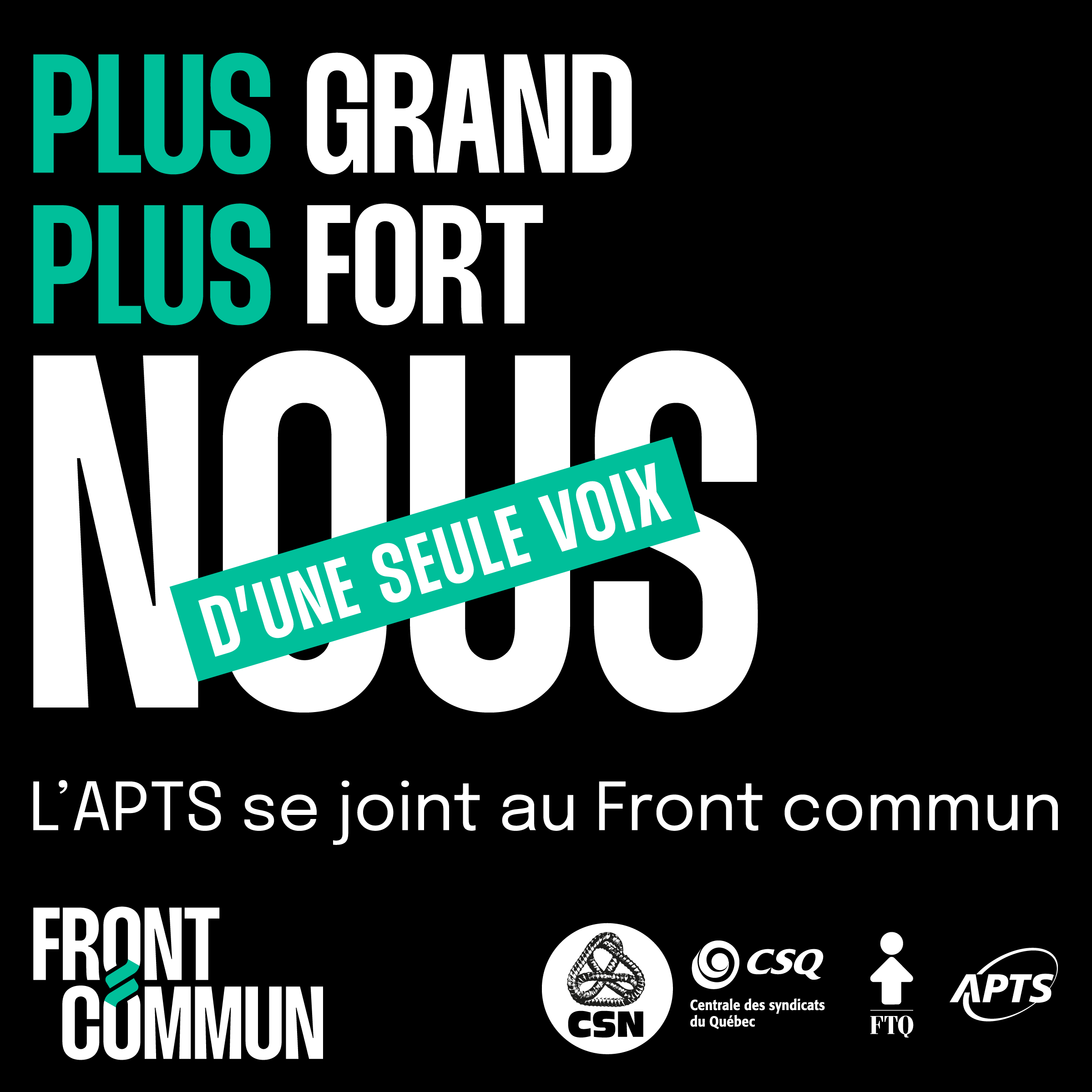 Négociations du secteur public | Le Front commun s’élargit avec l’adhésion de l’APTS - APTS Négociations du secteur public | Le Front commun s’élargit avec l’adhésion de l’APTS - APTS
