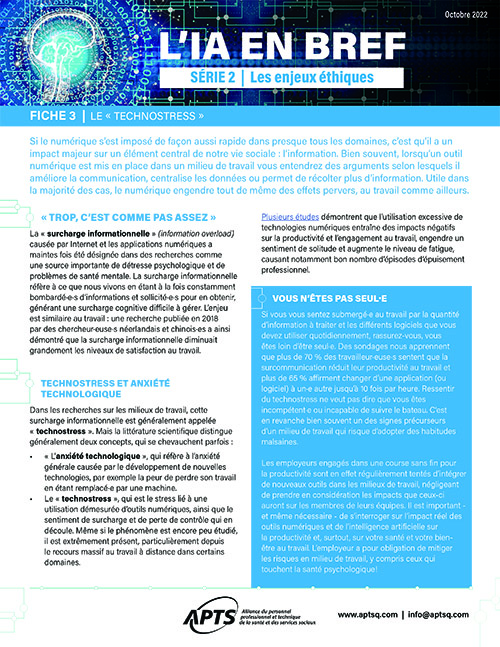 L'IA en bref | Les enjeux éthiques | Le technostress L'IA en bref | Les enjeux éthiques | Le technostress