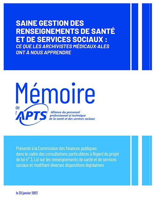 Mémoire sur le PL 3 | Loi sur les renseignements de santé et de services sociaux et modifiant diverses dispositions législatives - janvier 2023 Mémoire sur le PL 3 | Loi sur les renseignements de santé et de services sociaux et modifiant diverses dispositions législatives - janvier 2023