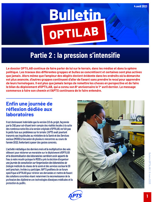 Bulletin OPTILAB avril 2023 Bulletin OPTILAB avril 2023