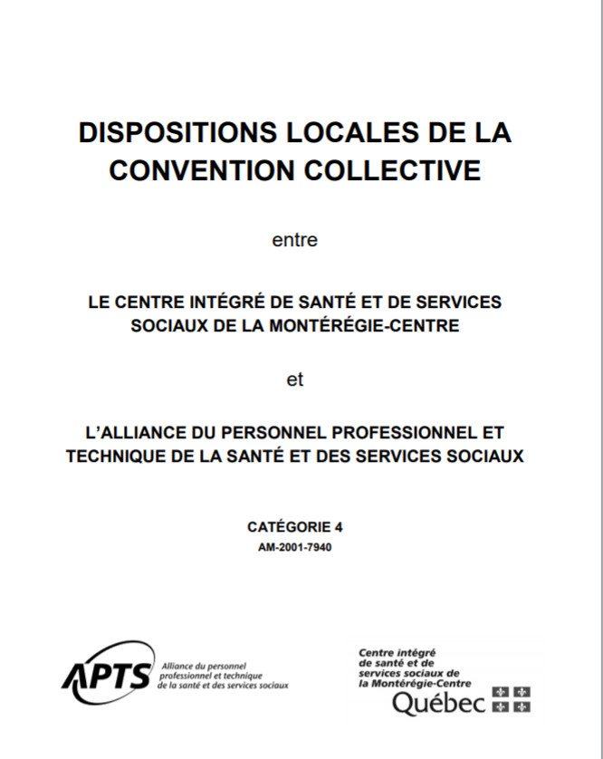 Dispositions locales du CISSS Montérégie-Centre Dispositions locales du CISSS Montérégie-Centre