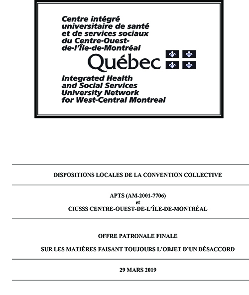 Dispositions locales du CIUSSS Centre-Ouest-de-l'Ile-de-Montreal Dispositions locales du CIUSSS Centre-Ouest-de-l'Ile-de-Montreal