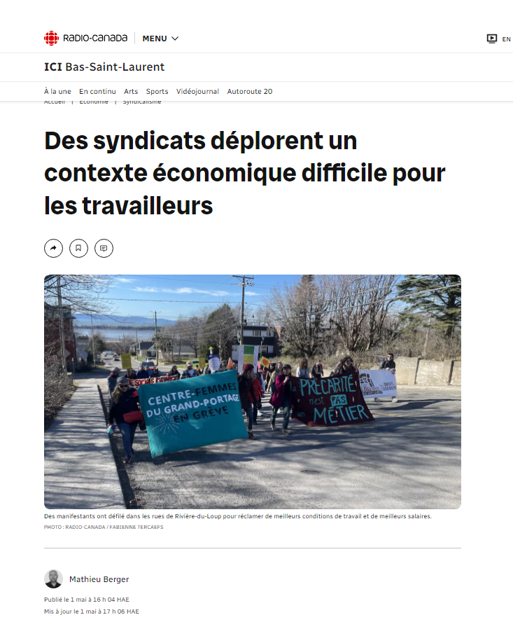 L'APTS Bas Saint-Laurent au front pour la journée internationale des travailleuses et des travailleurs - APTS L'APTS Bas Saint-Laurent au front pour la journée internationale des travailleuses et des travailleurs - APTS