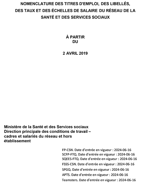 Nomenclature des titres d'emploi de toutes les catégories 2023-2028 Nomenclature des titres d'emploi de toutes les catégories 2023-2028