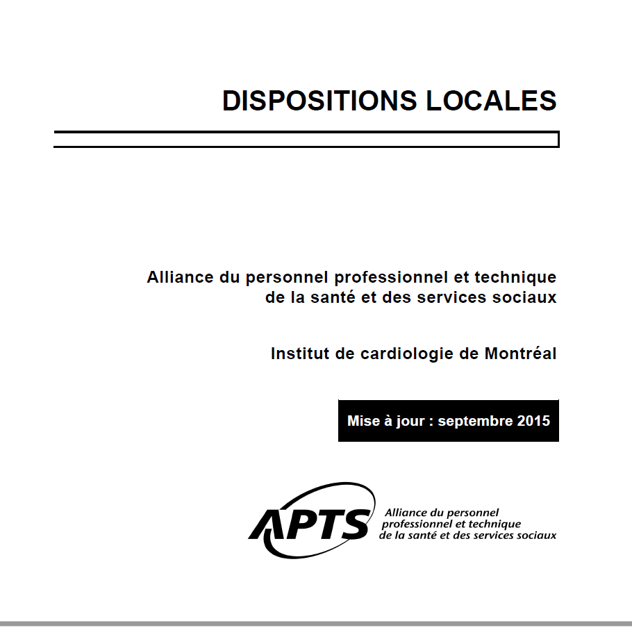 Dispositions locales de l'Institut de cardiologie de Montréal Dispositions locales de l'Institut de cardiologie de Montréal