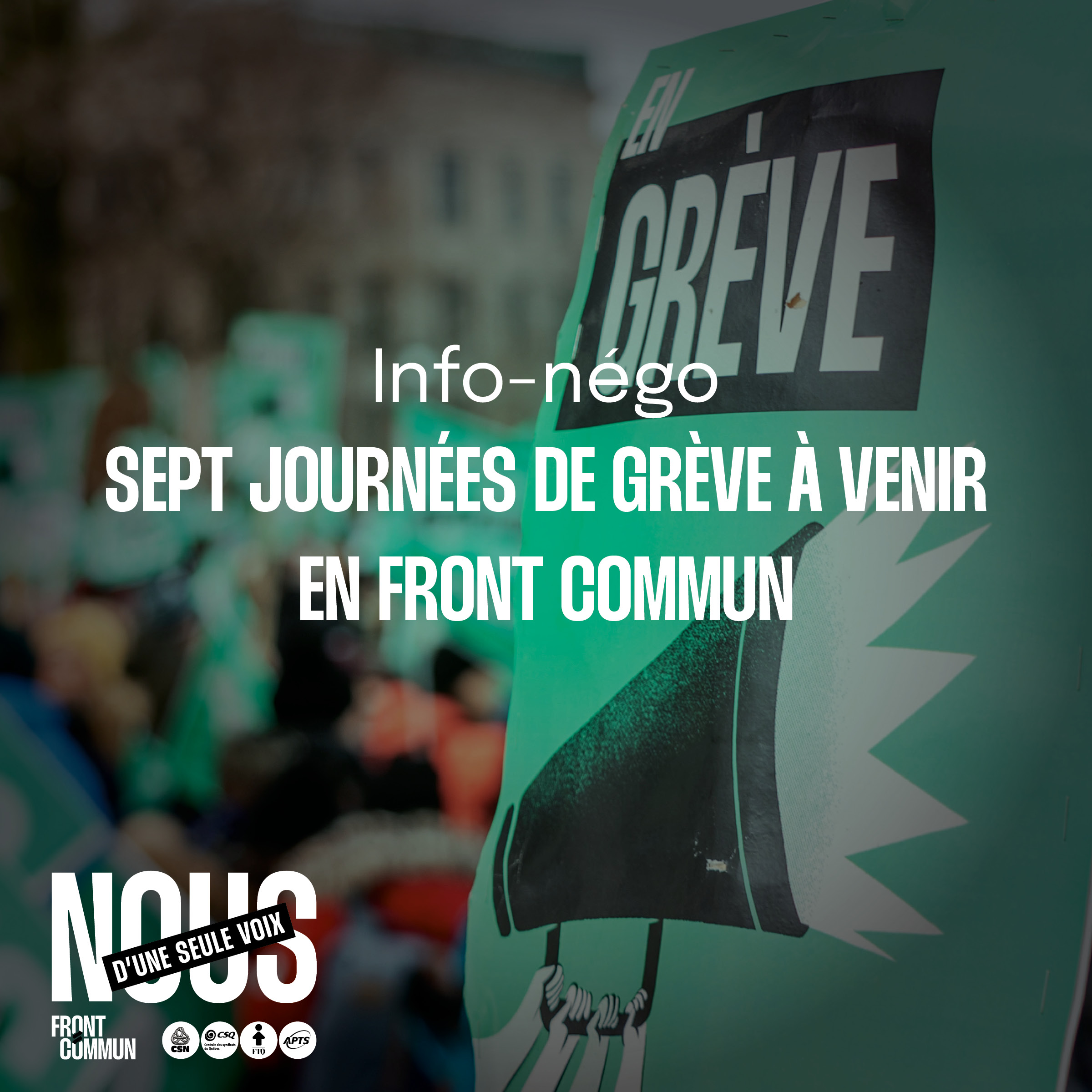 Négociation | Le Front commun annonce une 3e séquence de grève du 8 au 14 décembre prochain - APTS Négociation | Le Front commun annonce une 3e séquence de grève du 8 au 14 décembre prochain - APTS