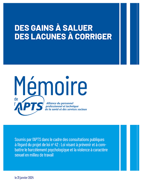 Mémoire PL 42 - des gains à saluer, des lacunes à corriger - janvier 2024 Mémoire PL 42 - des gains à saluer, des lacunes à corriger - janvier 2024