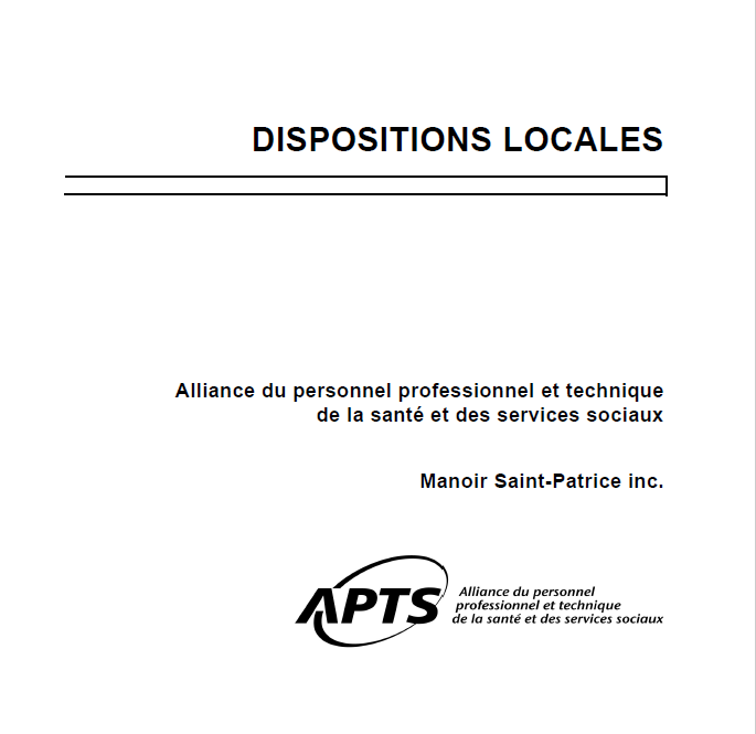 Dispositions locales du Manoir Saint-Patrice Dispositions locales du Manoir Saint-Patrice