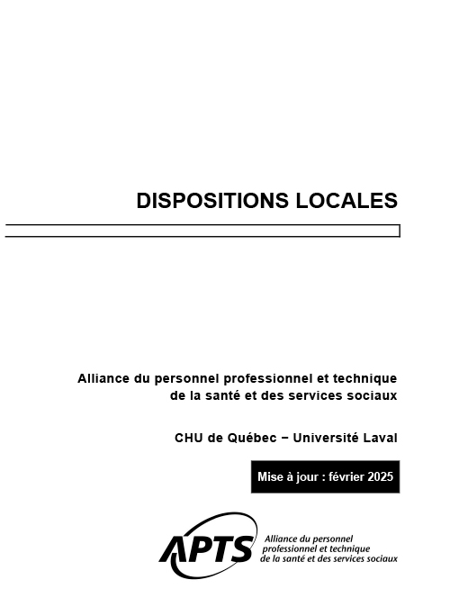 Dispositions locales du CHU de Québec UL Dispositions locales du CHU de Québec UL