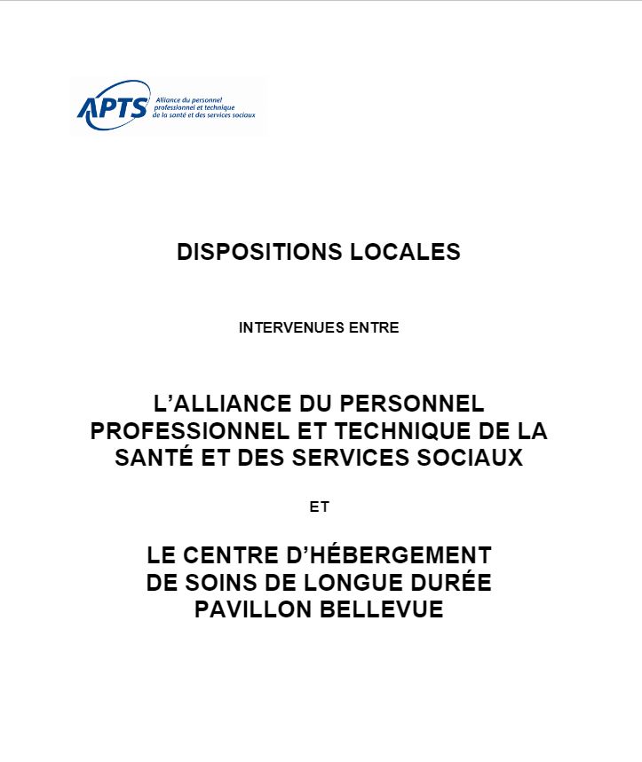 Dispositions locales du CHSLD Pavillon Bellevue Dispositions locales du CHSLD Pavillon Bellevue